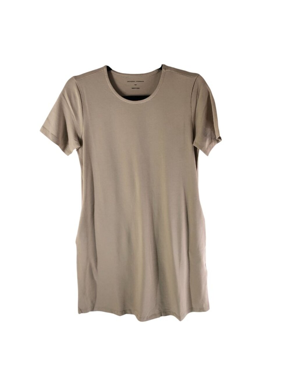 Universal Standard Halie T-Shirt Dress Pockets Short Sleeve Beige 3XS US 2-4